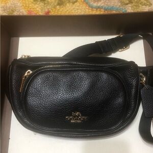 Coach Black Pebbled Leather Belt Bag